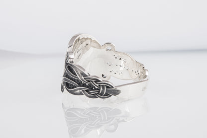 vkngjewelry Ring Handcrafted  Raven Ornament Norse Sterling Silver Ring