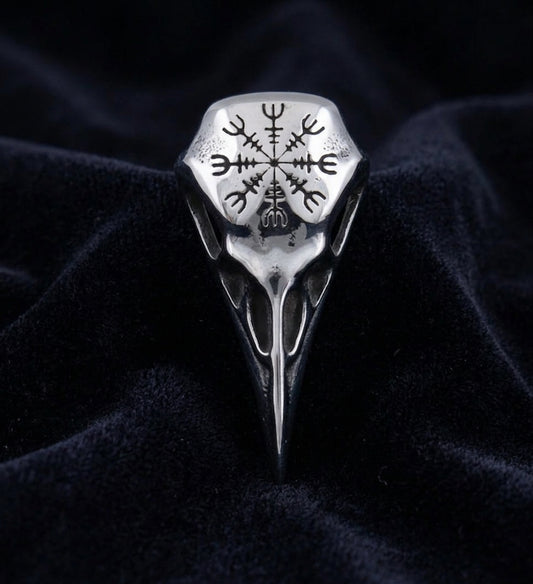 vkngjewelry Pendant Raven Skull Helm Of Awe  Pendant 316L Pendant