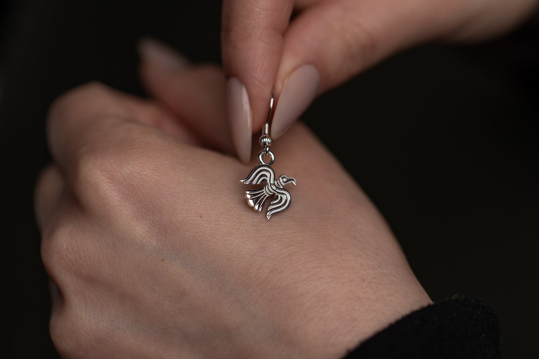 vkngjewelry Earrings Raven Totem Earrings, Viking Bird Silver Jewelry