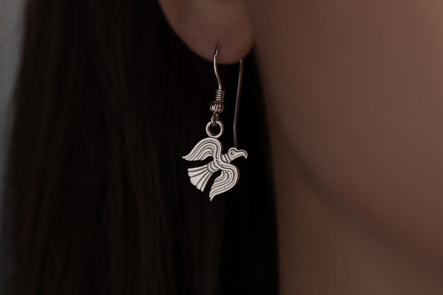 vkngjewelry Earrings Raven Totem Earrings, Viking Bird Silver Jewelry