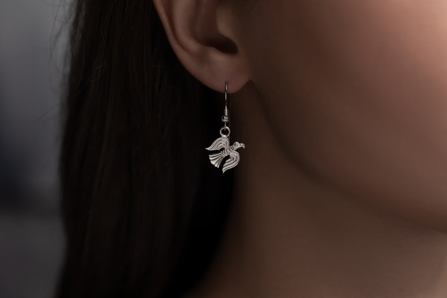vkngjewelry Earrings Raven Totem Earrings, Viking Bird Silver Jewelry
