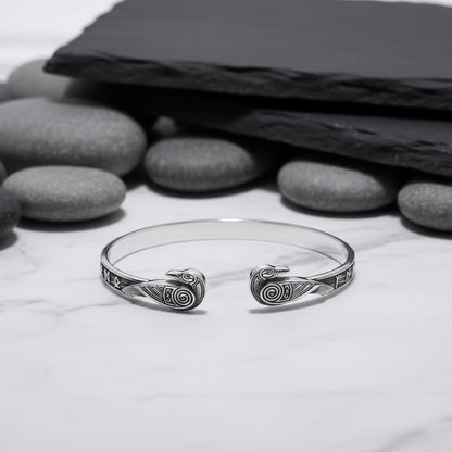 vkngjewelry Bracelet Handcrafted Ravens and Elder Futhark runes Arm Ring