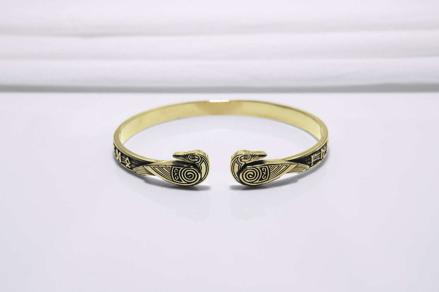 vkngjewelry Bracelet Handcrafted Ravens and Elder Futhark runes Arm Ring