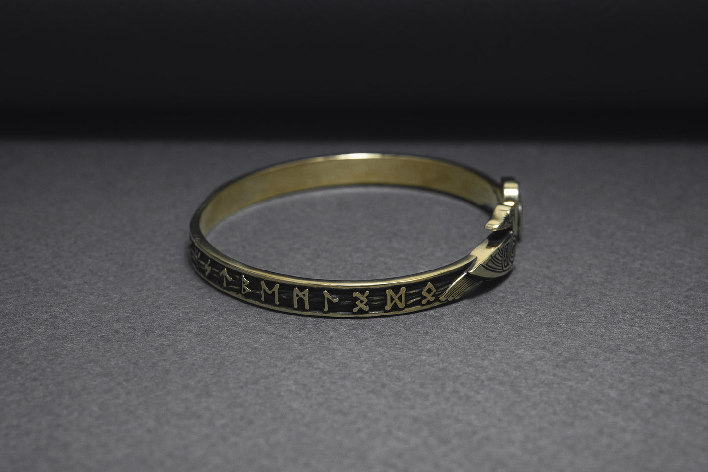 vkngjewelry Bracelet Handcrafted Ravens and Elder Futhark runes Arm Ring