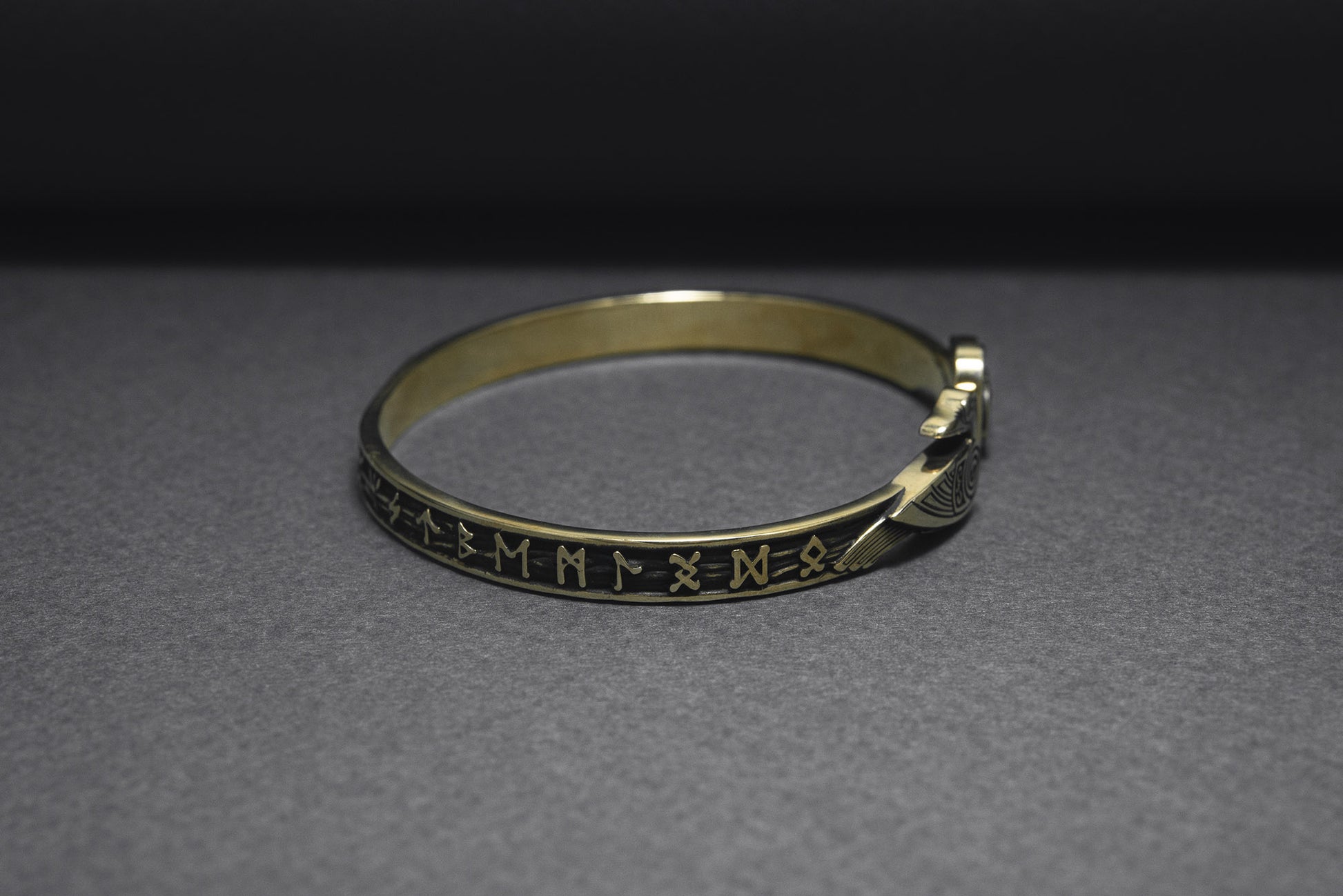 vkngjewelry Bracelet Handcrafted Ravens and Elder Futhark runes Arm Ring