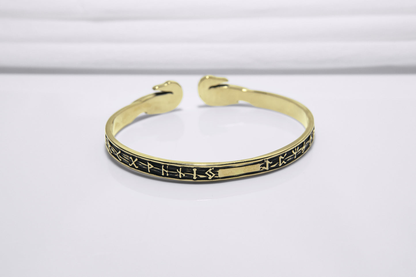 vkngjewelry Bracelet Handcrafted Ravens and Elder Futhark runes Arm Ring