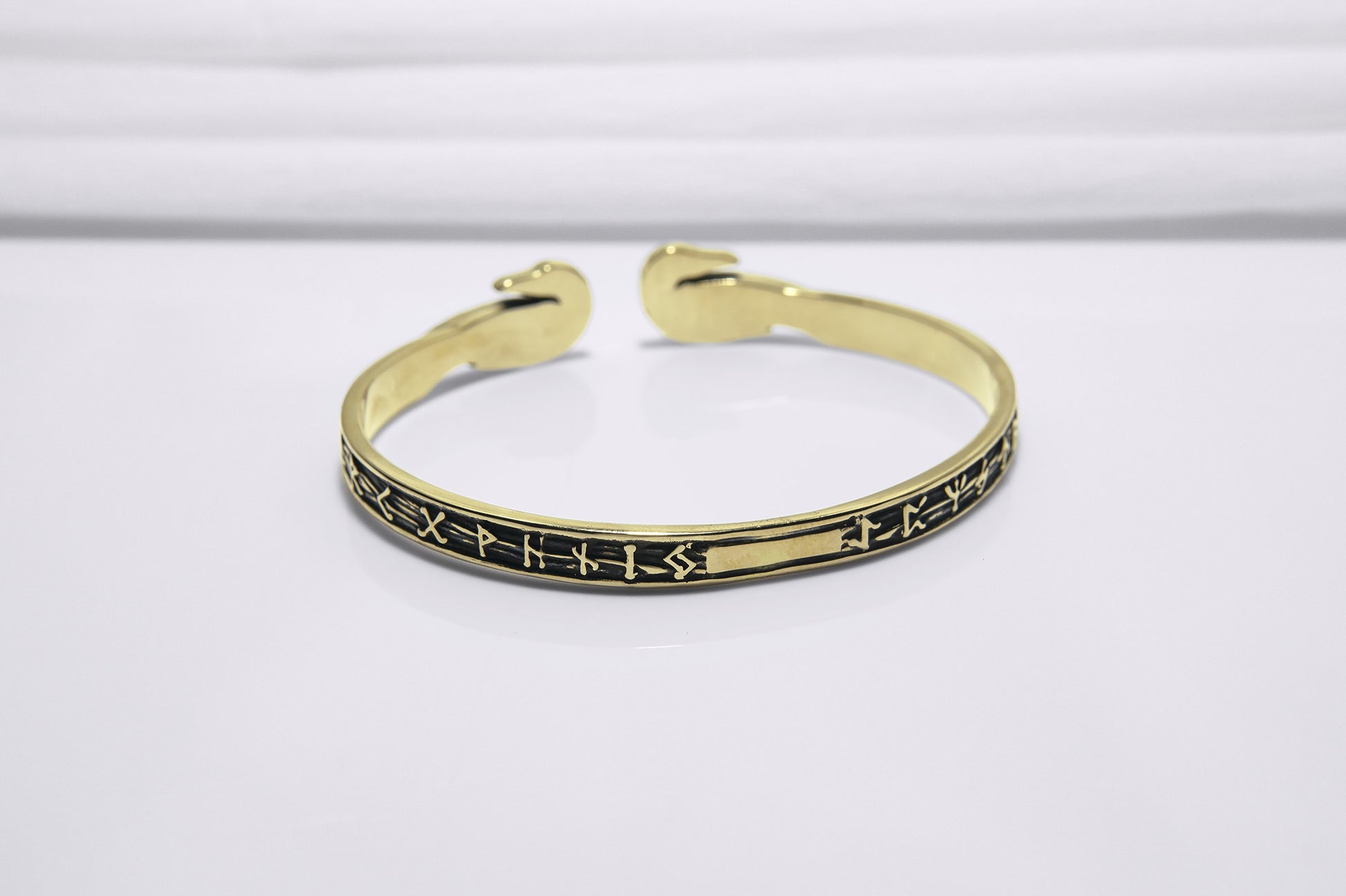 vkngjewelry Bracelet Handcrafted Ravens and Elder Futhark runes Arm Ring