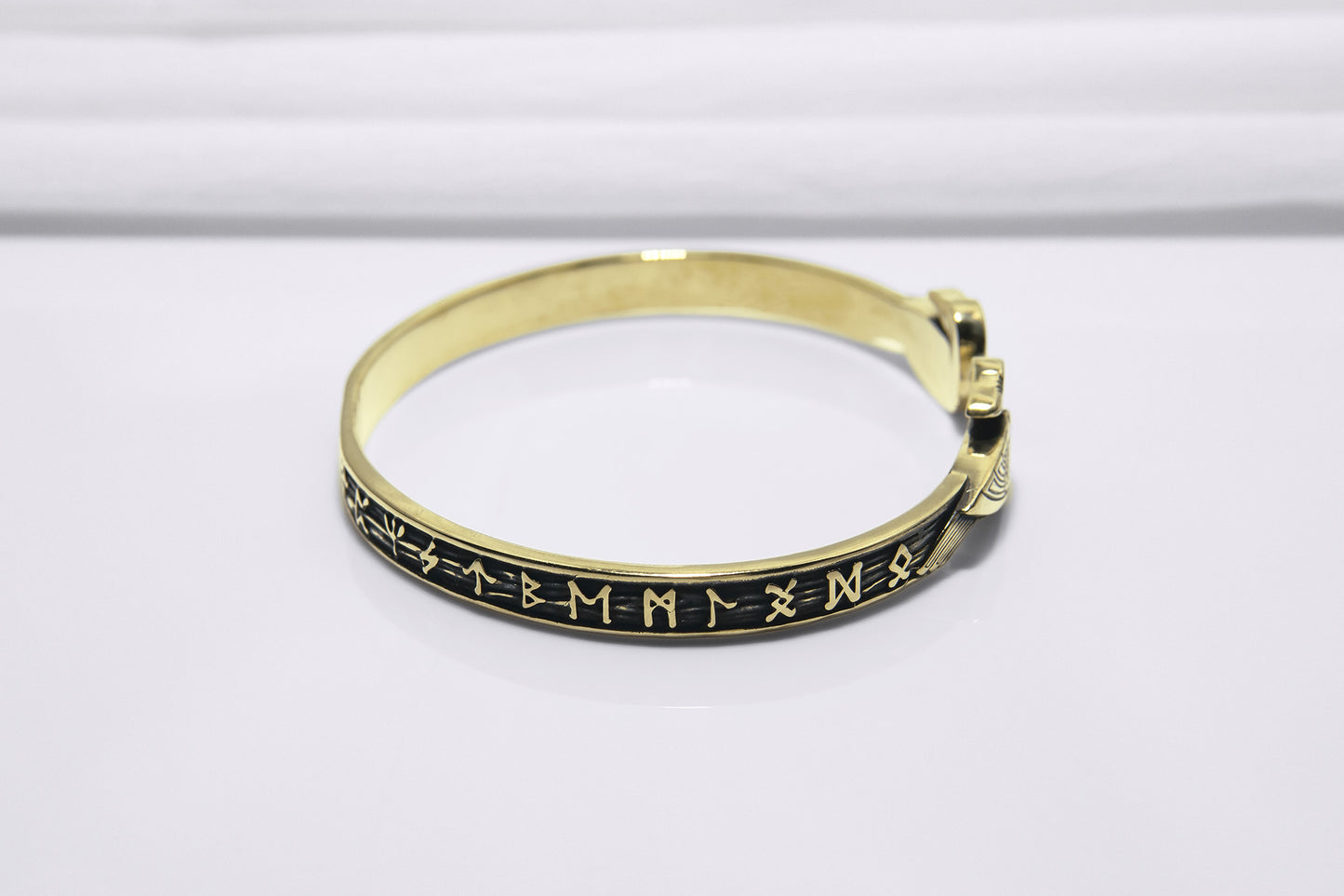 vkngjewelry Bracelet Handcrafted Ravens and Elder Futhark runes Arm Ring