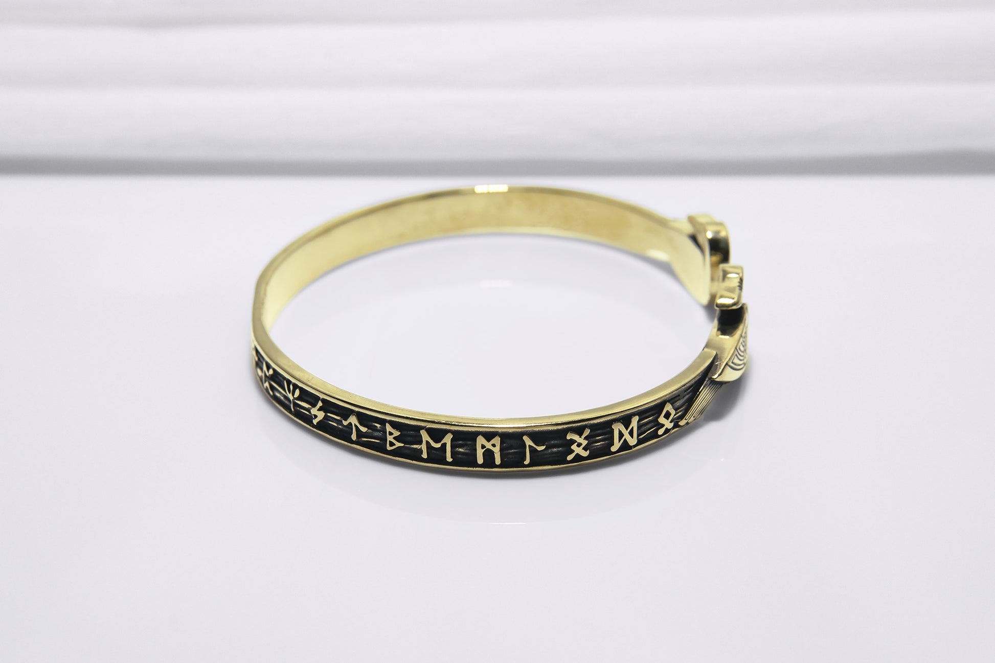 vkngjewelry Bracelet Handcrafted Ravens and Elder Futhark runes Arm Ring