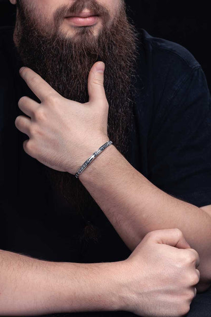 vkngjewelry Bracelet Handcrafted Ravens and Elder Futhark runes Arm Ring