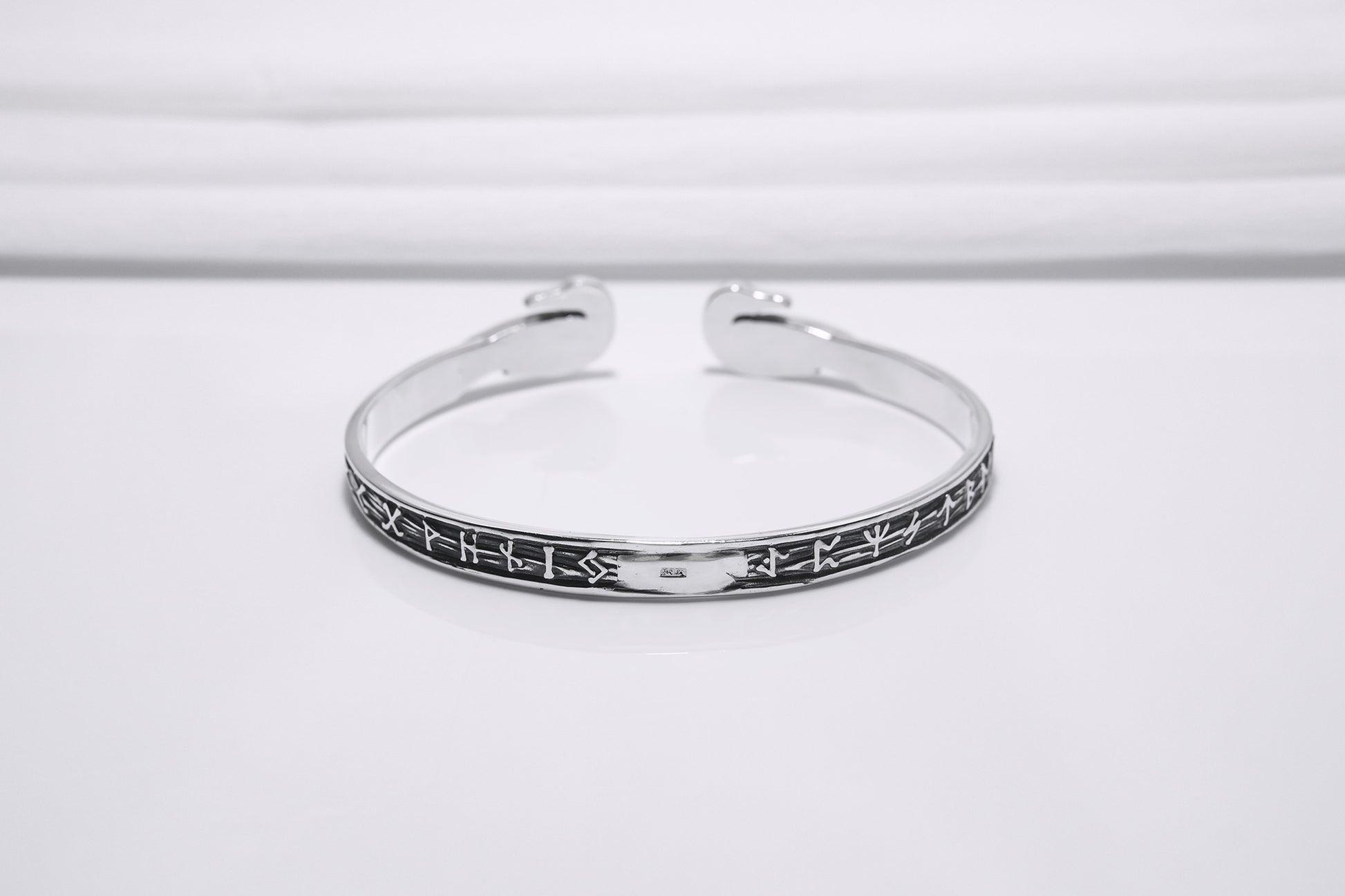 vkngjewelry Bracelet Handcrafted Ravens and Elder Futhark runes Arm Ring