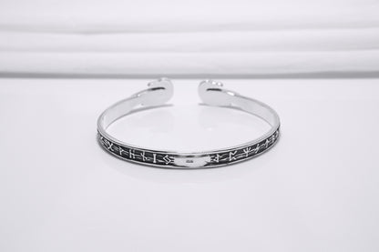 vkngjewelry Bracelet Handcrafted Ravens and Elder Futhark runes Arm Ring
