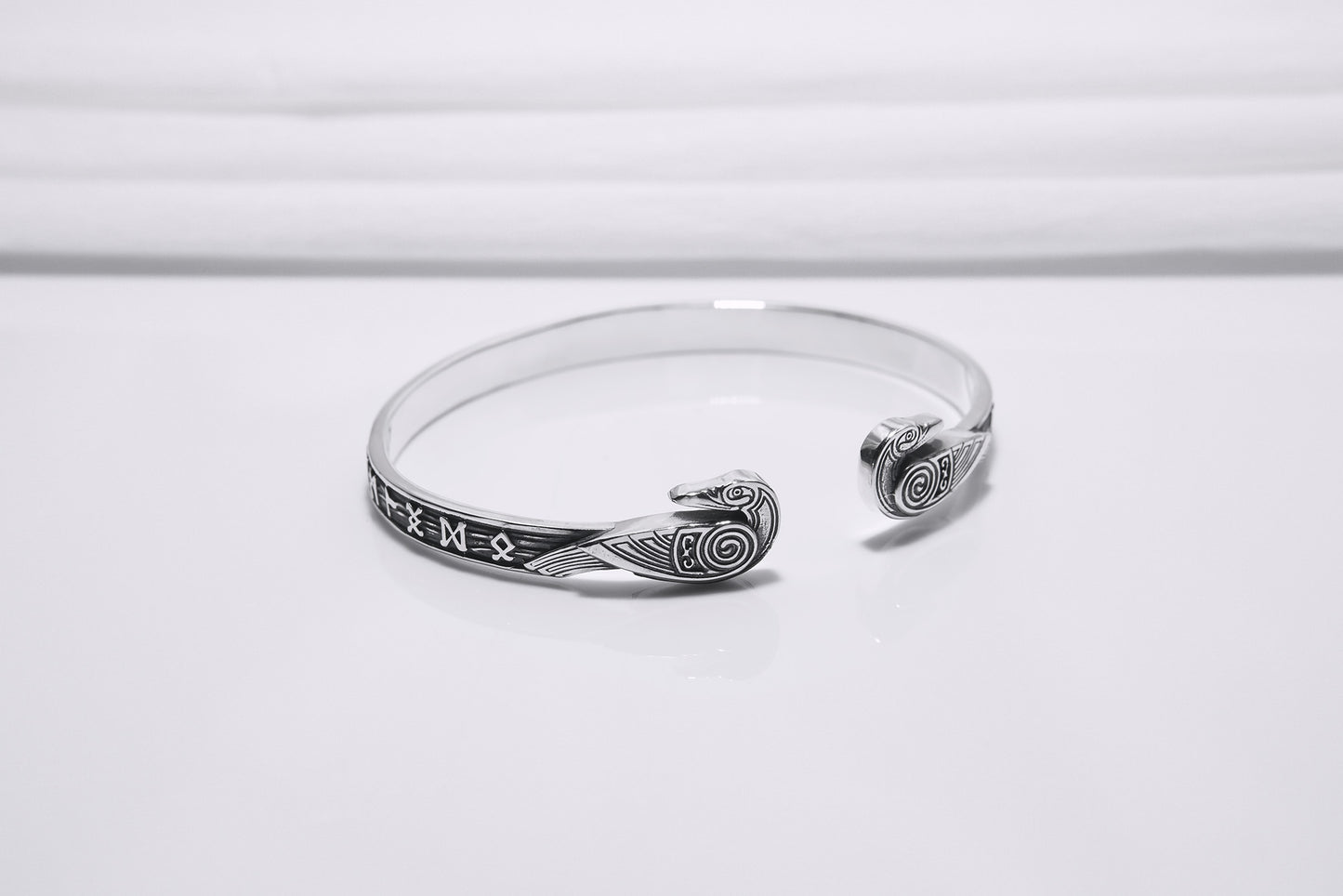 vkngjewelry Bracelet Handcrafted Ravens and Elder Futhark runes Arm Ring