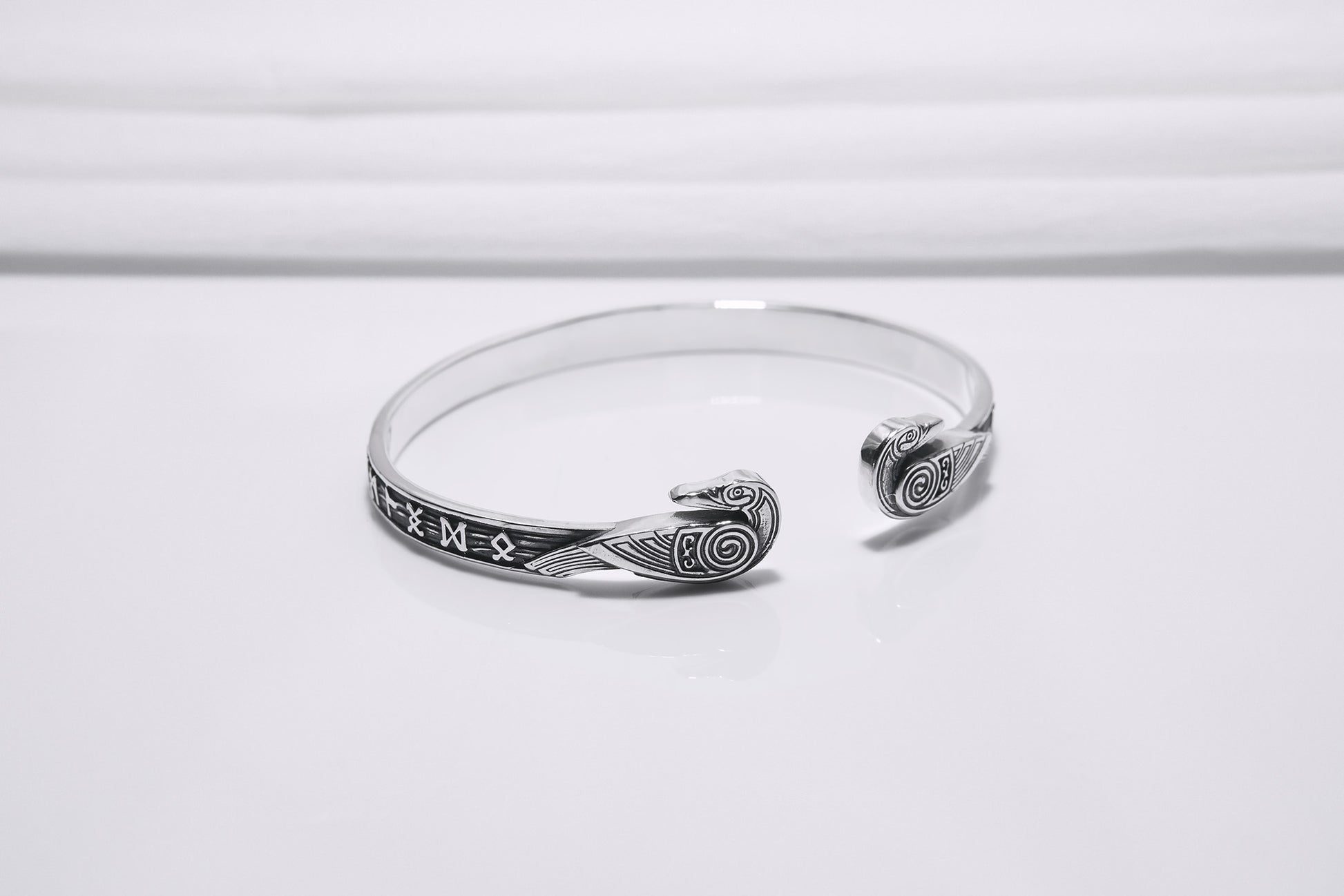 vkngjewelry Bracelet Handcrafted Ravens and Elder Futhark runes Arm Ring