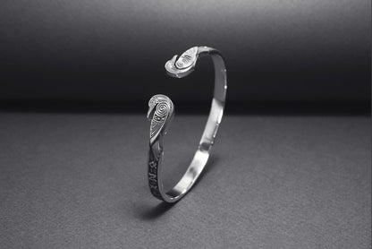 vkngjewelry Bracelet Handcrafted Ravens and Elder Futhark runes Arm Ring
