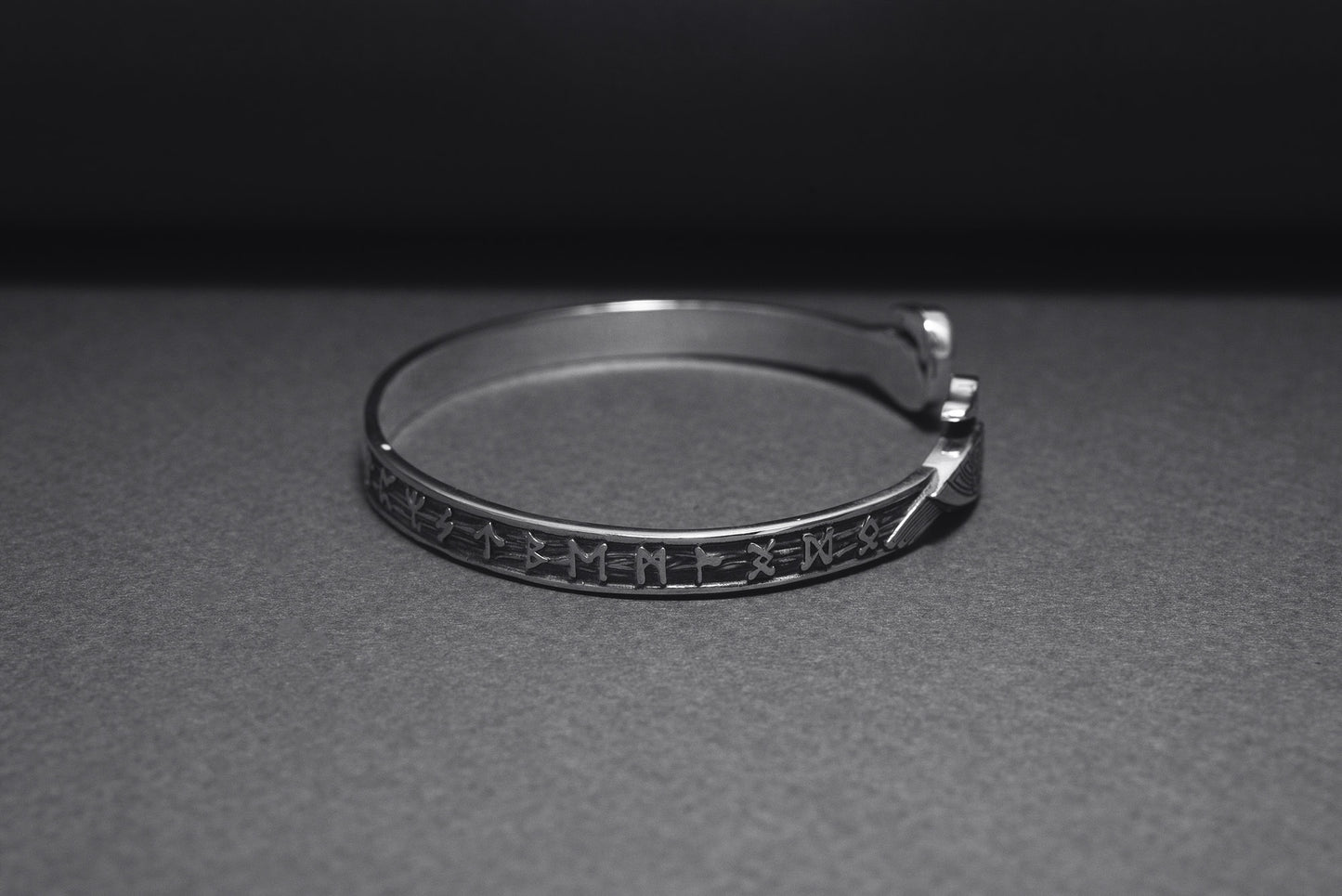 vkngjewelry Bracelet Handcrafted Ravens and Elder Futhark runes Arm Ring