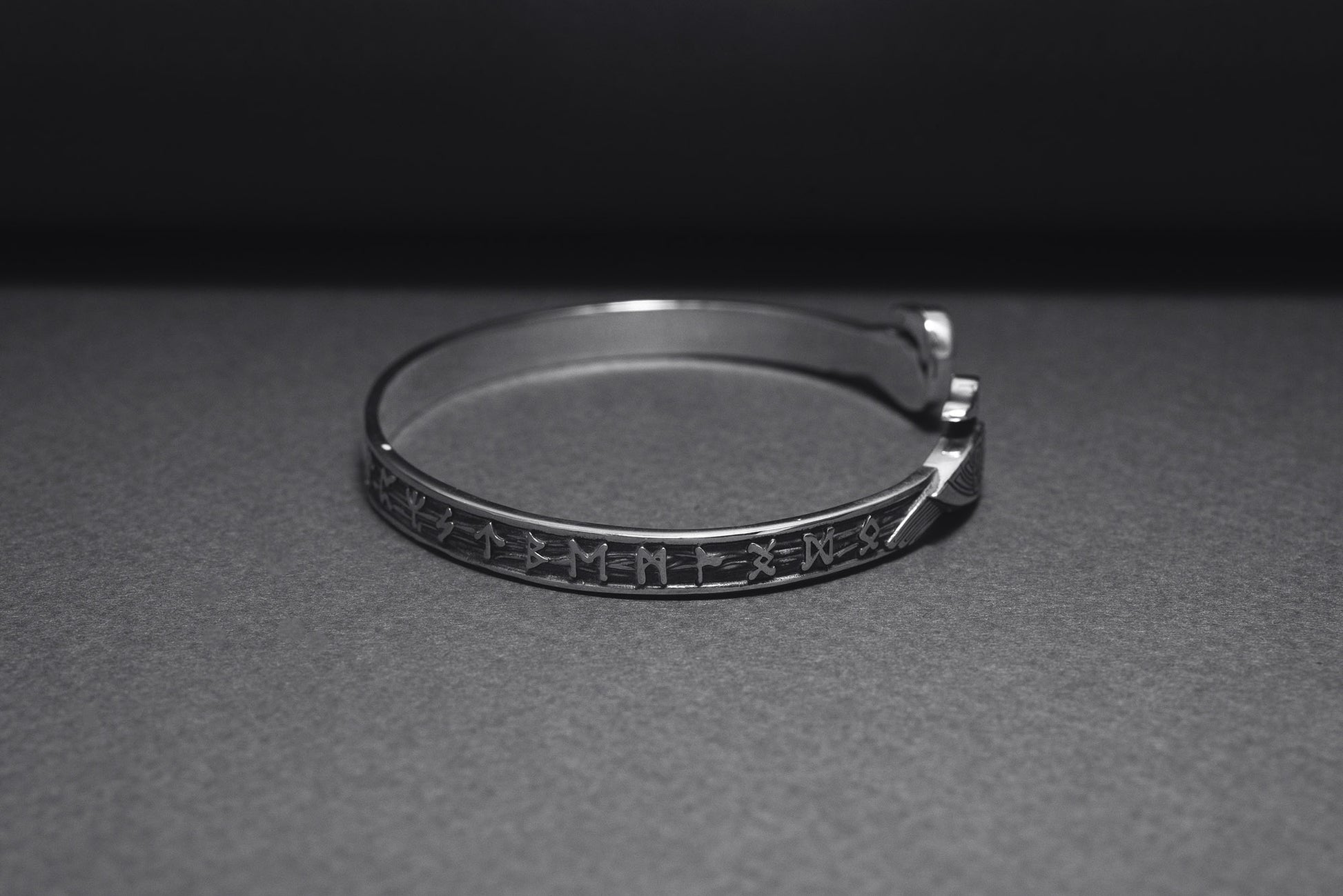 vkngjewelry Bracelet Handcrafted Ravens and Elder Futhark runes Arm Ring