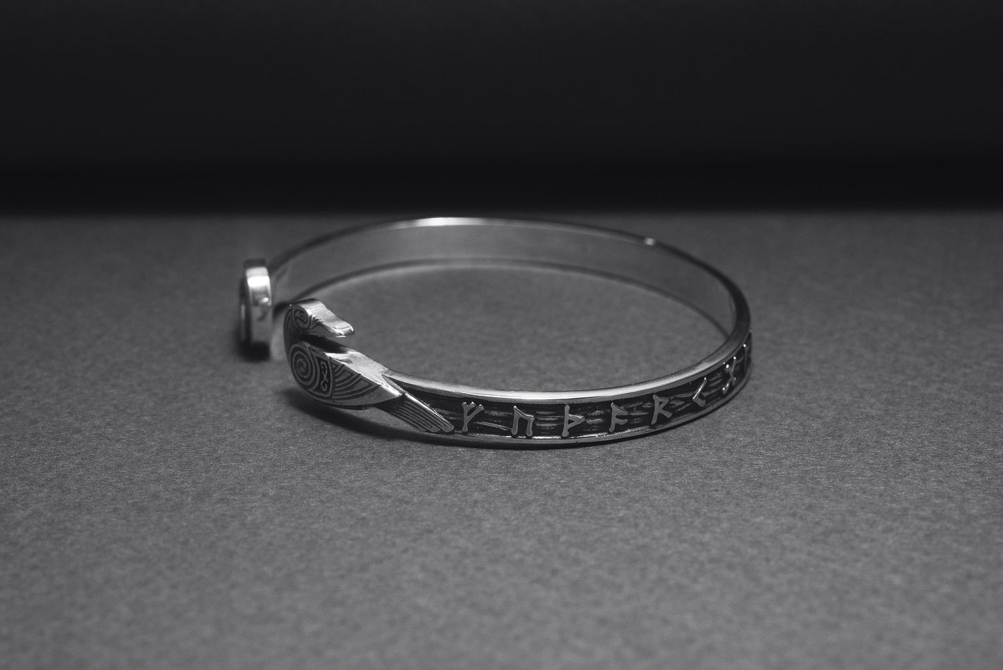 vkngjewelry Bracelet Handcrafted Ravens and Elder Futhark runes Arm Ring