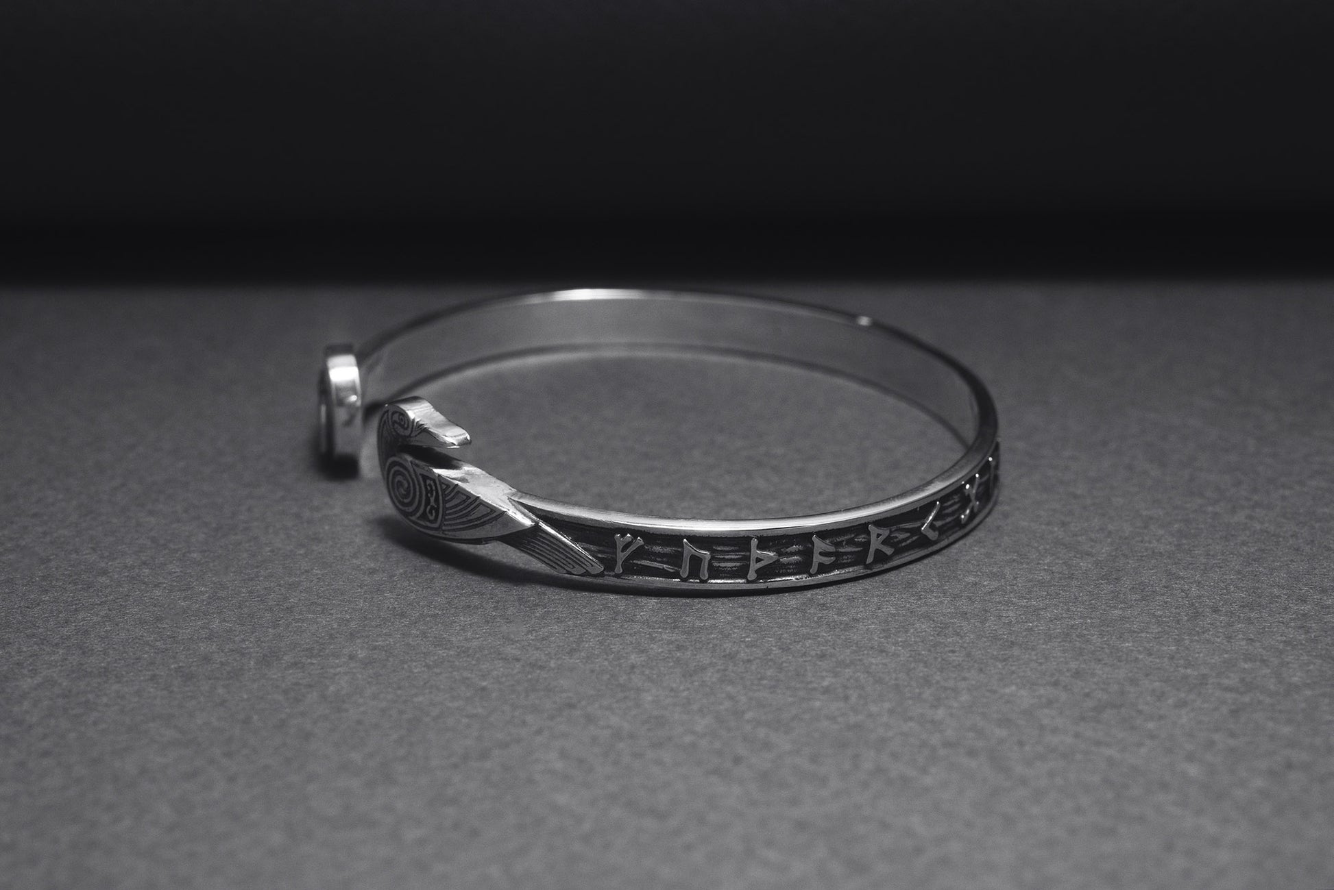 vkngjewelry Bracelet Handcrafted Ravens and Elder Futhark runes Arm Ring