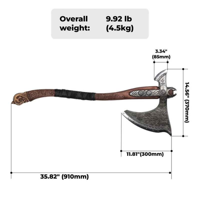 vkngjewelry hache Handforged Real Leviathan axe with Glow-in-the-Dar Runes