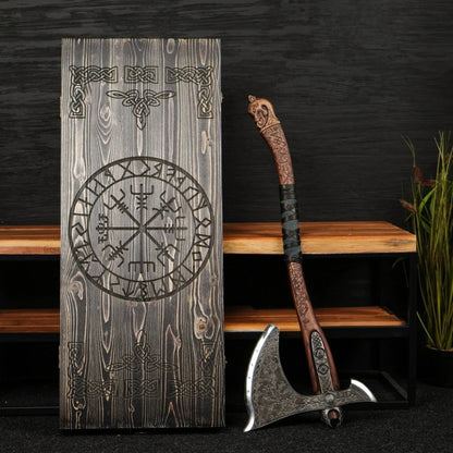 vkngjewelry hache Handforged Real Leviathan axe with Glow-in-the-Dar Runes