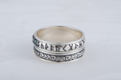 vkngjewelry Ring Handcrafted Runes Symbol Ornament Ring with CZ Sterling Silver Viking Jewelry