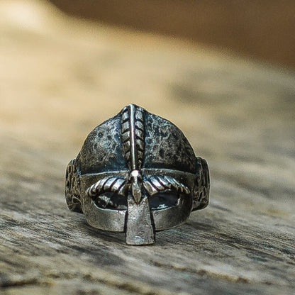 vkngjewelry Bagues Handcrafted Viking Helmet  Unique Ring Viking Jewelry