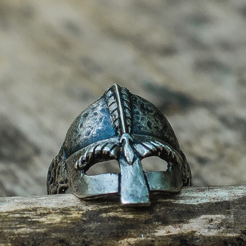 vkngjewelry Bagues Handcrafted Viking Helmet  Unique Ring Viking Jewelry