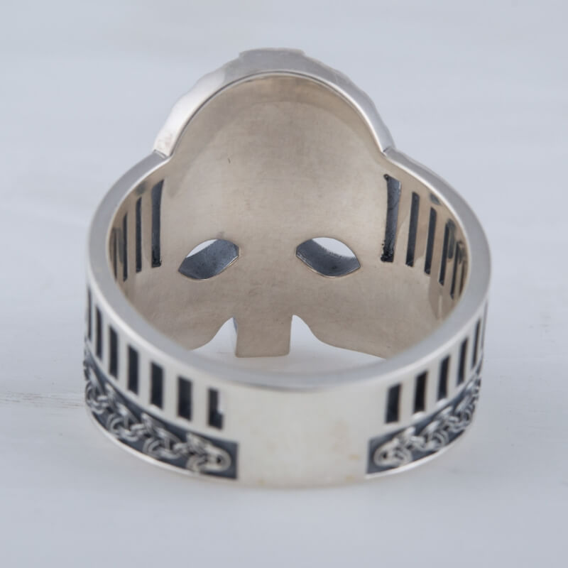 vkngjewelry Bagues Handcrafted Viking Helmet with Norse Ornament  Unique Ring