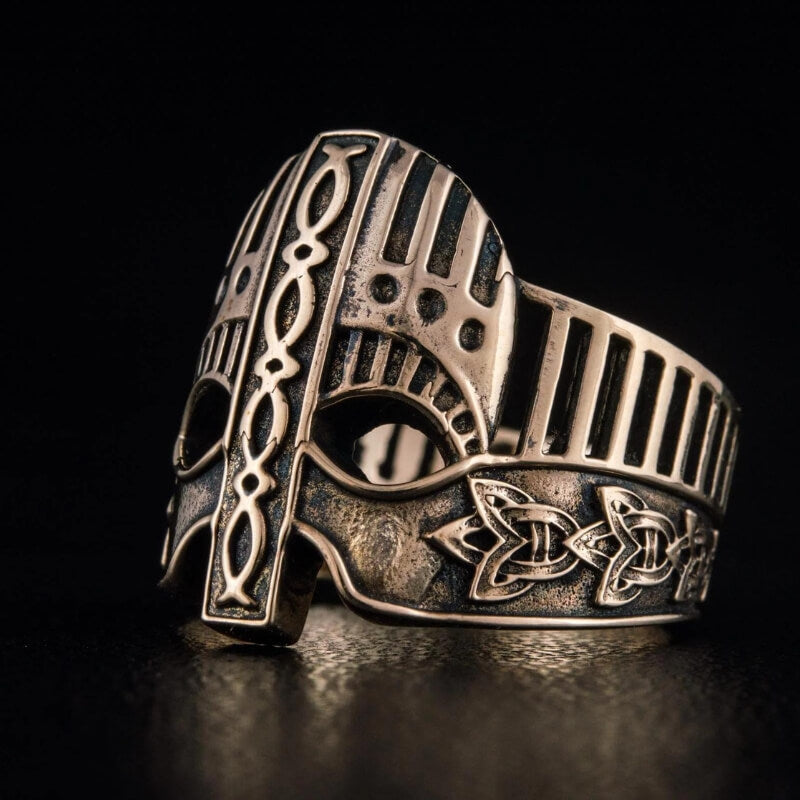 vkngjewelry Bagues Handcrafted Viking Helmet with Norse Ornament  Unique Ring