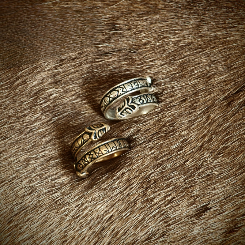 vkngjewelry Bagues Handcrafted Runic Wolf Ring