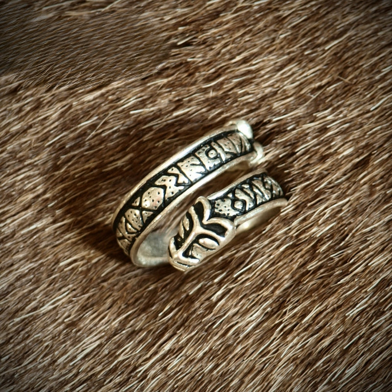 vkngjewelry Bagues Handcrafted Runic Wolf Ring