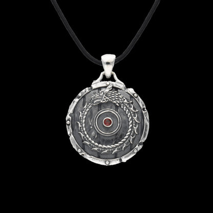 vkngjewelry Pendant Shield Ouroboros Symbol Gem Sterling Silver Pendant