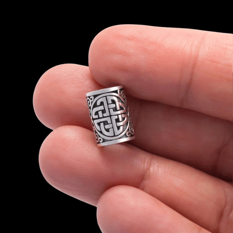 vkngjewelry Beads Shield Quartenary Knot Hair Bead 925 Sterling Silver Beads