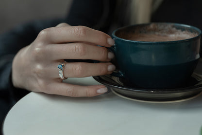 vkngjewelry Rings Silver Celtic Wedding Ring with Blue Topaz