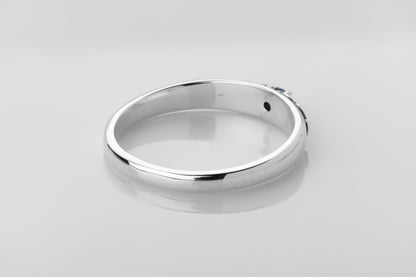 vkngjewelry Rings Silver Celtic Wedding Ring with Topaz, Handcrafted Norse Band