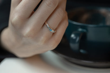 vkngjewelry Rings Silver Celtic Wedding Ring with Topaz, Handcrafted Norse Band