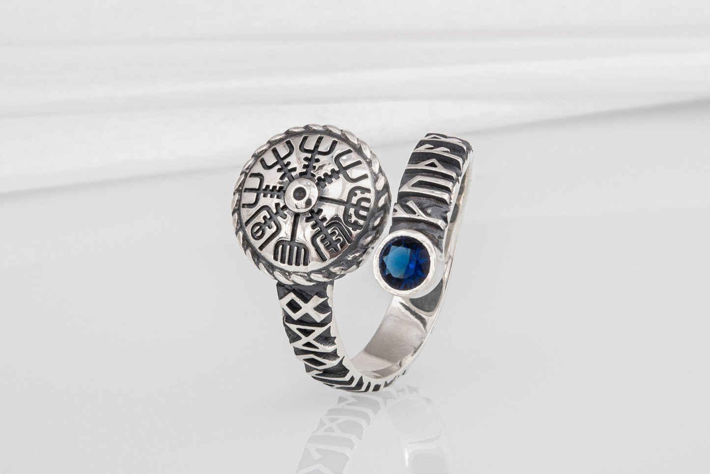 vkngjewelry Ring Silver Norse Snake Ring, Handmade Vegvisir Jewelry