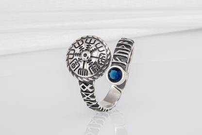 vkngjewelry Ring Silver Norse Snake Ring, Handmade Vegvisir Jewelry