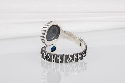 vkngjewelry Ring Silver Norse Snake Ring, Handmade Vegvisir Jewelry