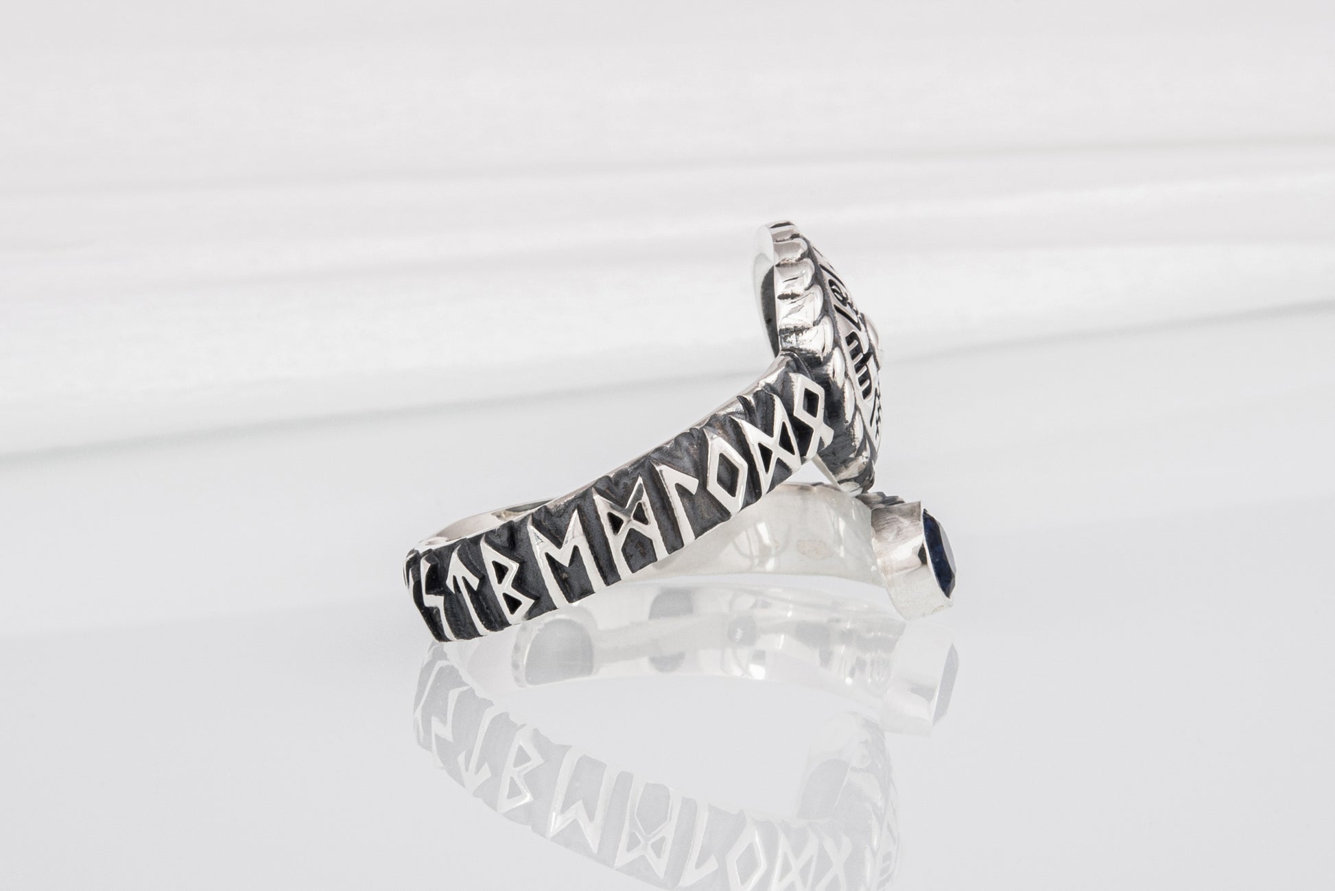 vkngjewelry Ring Silver Norse Snake Ring, Handmade Vegvisir Jewelry