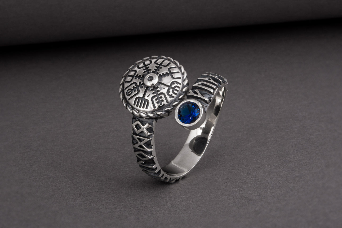 vkngjewelry Ring Silver Norse Snake Ring, Handmade Vegvisir Jewelry