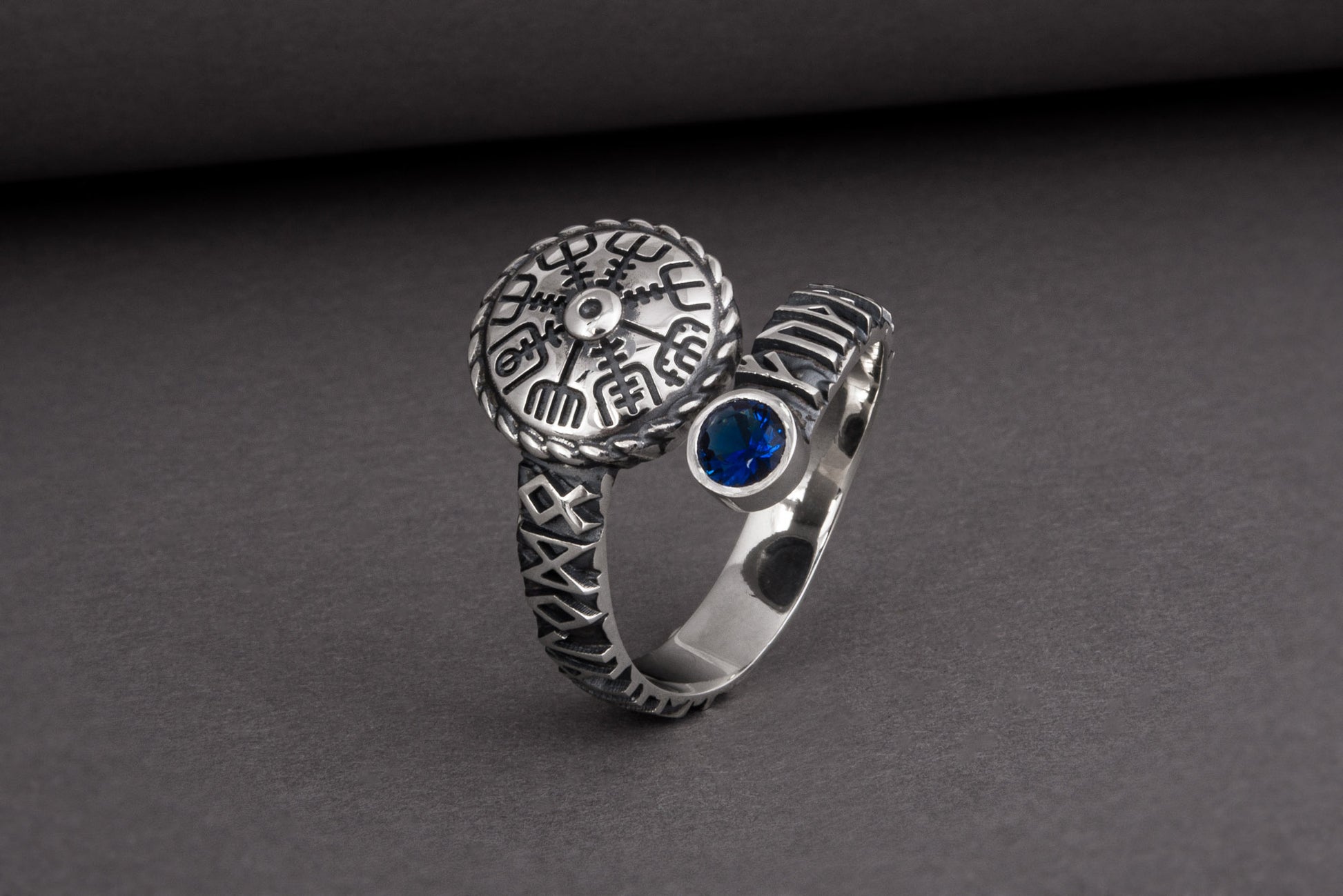 vkngjewelry Ring Silver Norse Snake Ring, Handmade Vegvisir Jewelry