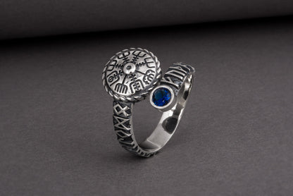 vkngjewelry Ring Silver Norse Snake Ring, Handmade Vegvisir Jewelry