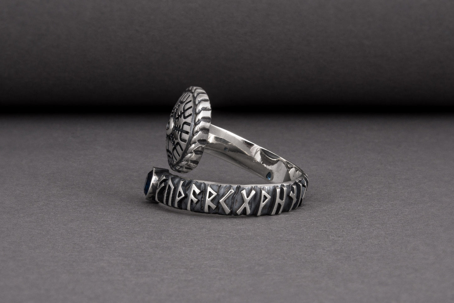 vkngjewelry Ring Silver Norse Snake Ring, Handmade Vegvisir Jewelry