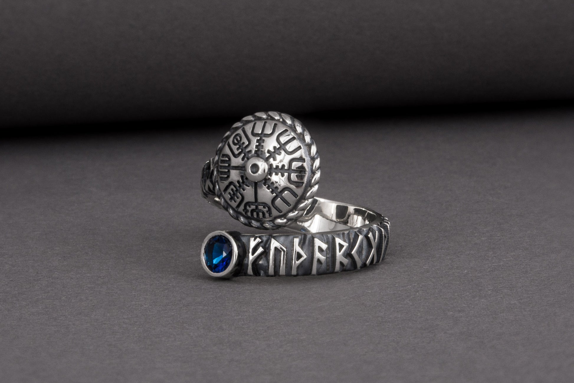 vkngjewelry Ring Silver Norse Snake Ring, Handmade Vegvisir Jewelry