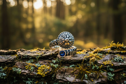 vkngjewelry Ring Silver Norse Snake Ring, Handmade Vegvisir Jewelry