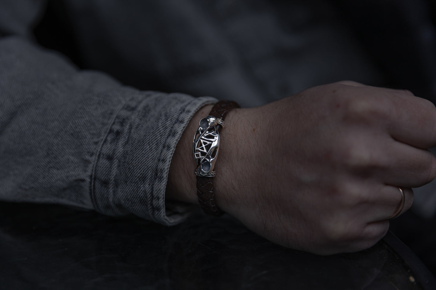 vkngjewelry Arm Ring Silver Odin’s Mark Bracelet, Handmade Viking Jewelry