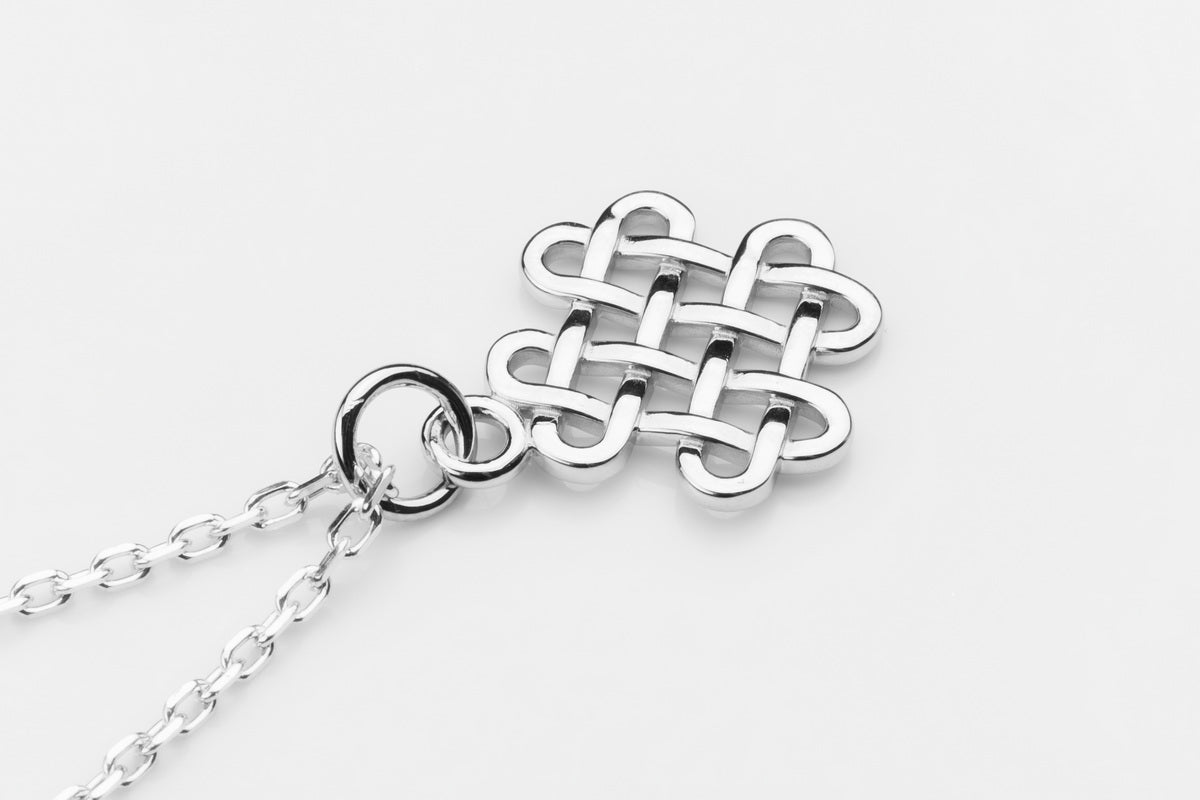 vkngjewelry Pendant Silver Shamrock Pendant With Handmade Celtic Knots