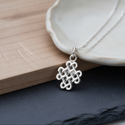 vkngjewelry Pendant Silver Shamrock Pendant With Handmade Celtic Knots